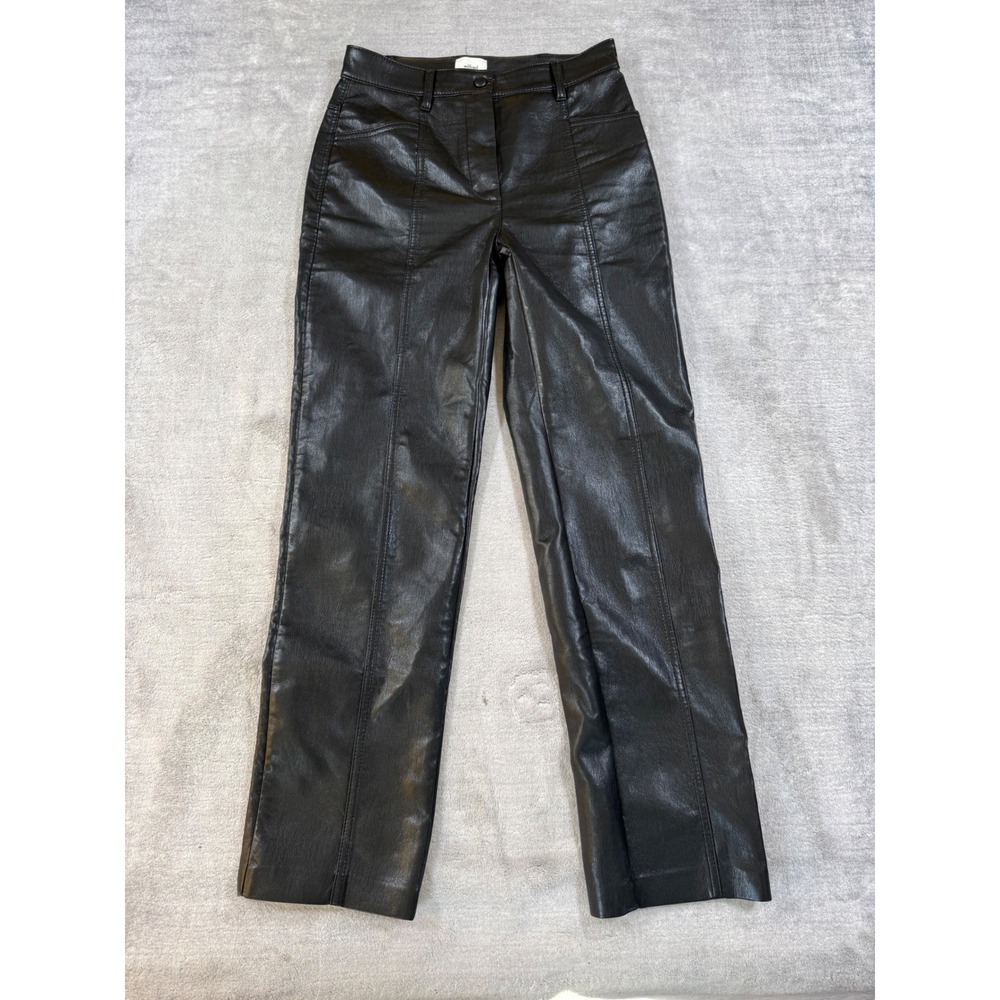 Wilfred Pants Women 0 Black High Rise Seam Straight Vegan Faux Leather Edgy Chic
